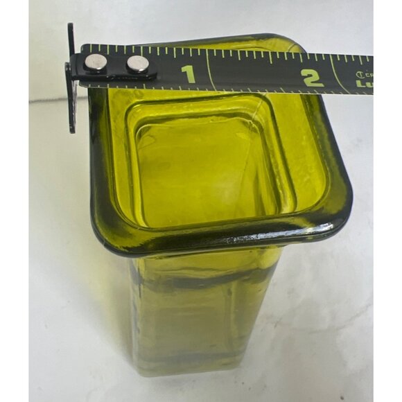 Mid Century Modern MCM 8" Vase Avocado Green Glass Tapered Decorative Bud Flower - Picture 6 of 8